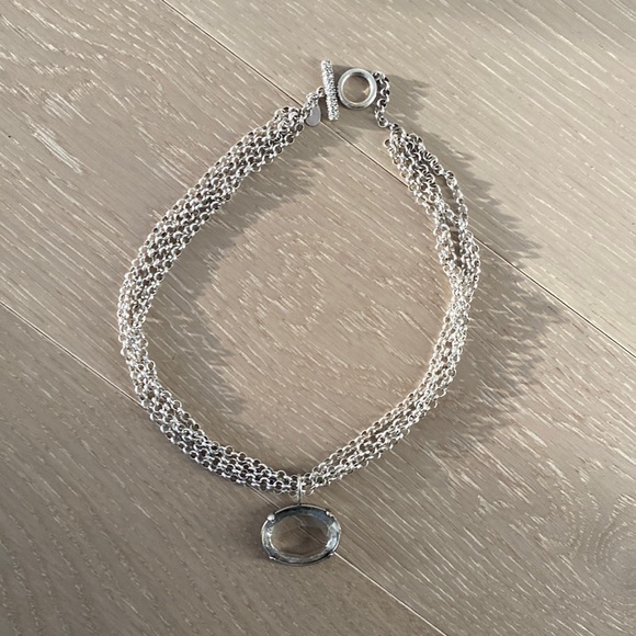 Silver club Monaco necklace with clear stone - Picture 1 of 3